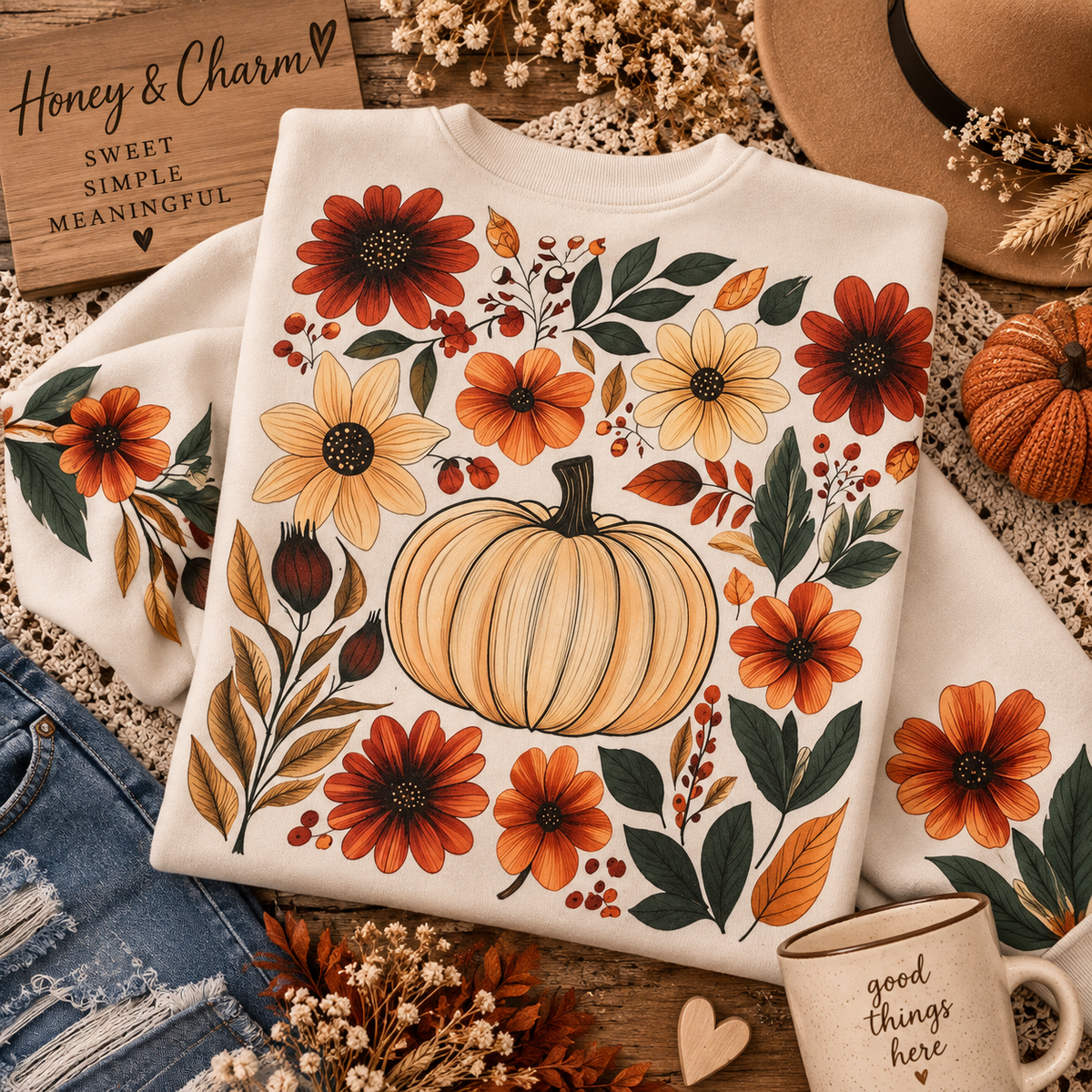 Floral Pumpkins Sweatshirt