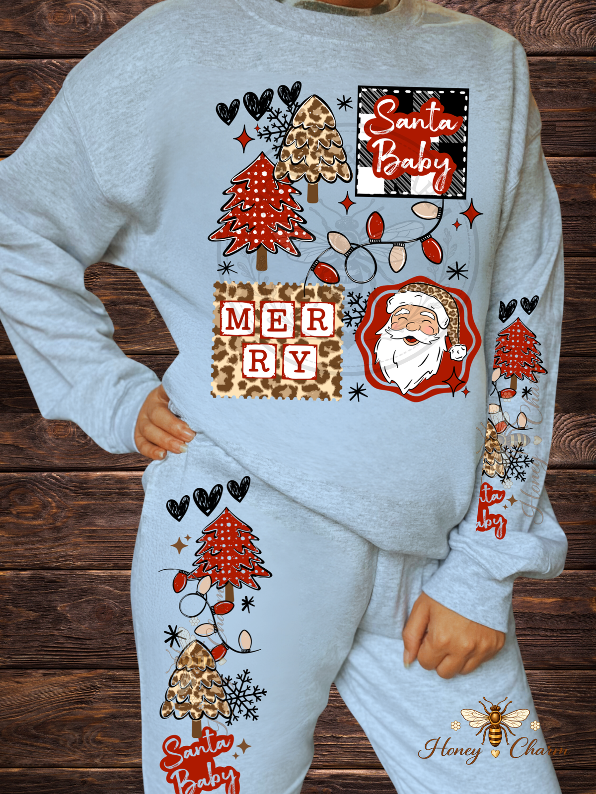 Leopard Santa Baby Sweat Set