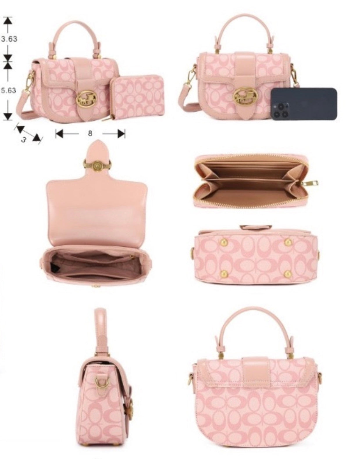 High Quality Oval Print Satchel & Wallet Set