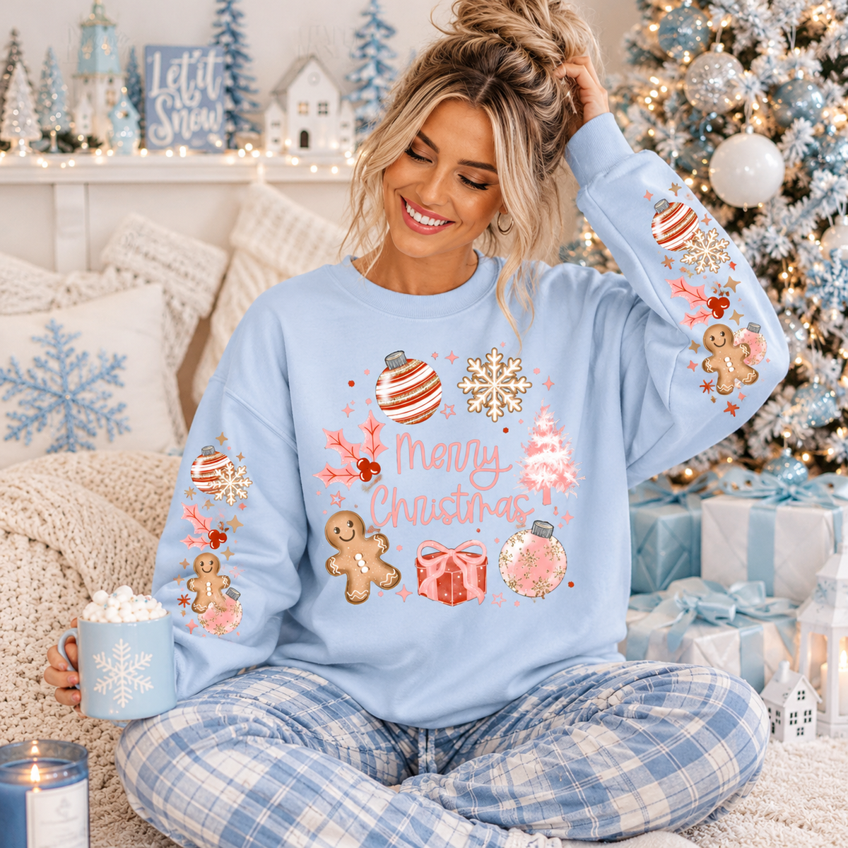 Pink Christmas Collage Shirt