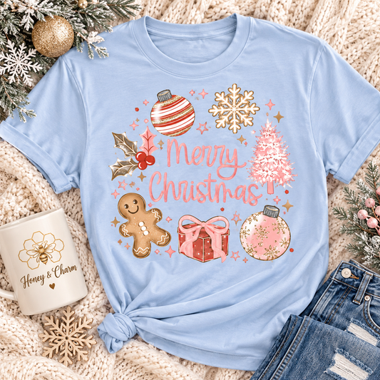 Pink Christmas Collage Shirt